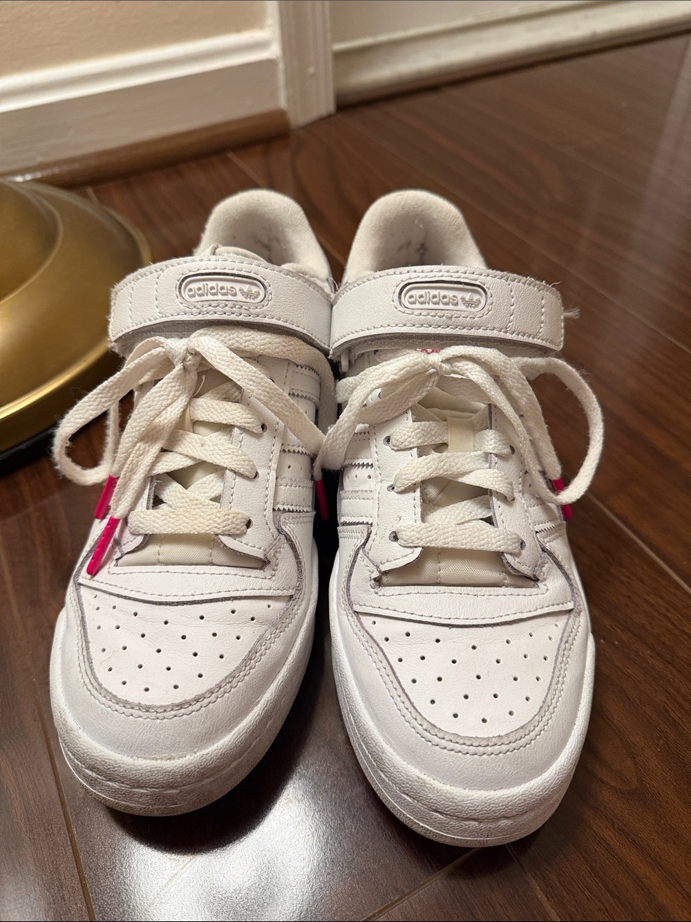 adidas Forum Low White Sneakers with Pink Accent